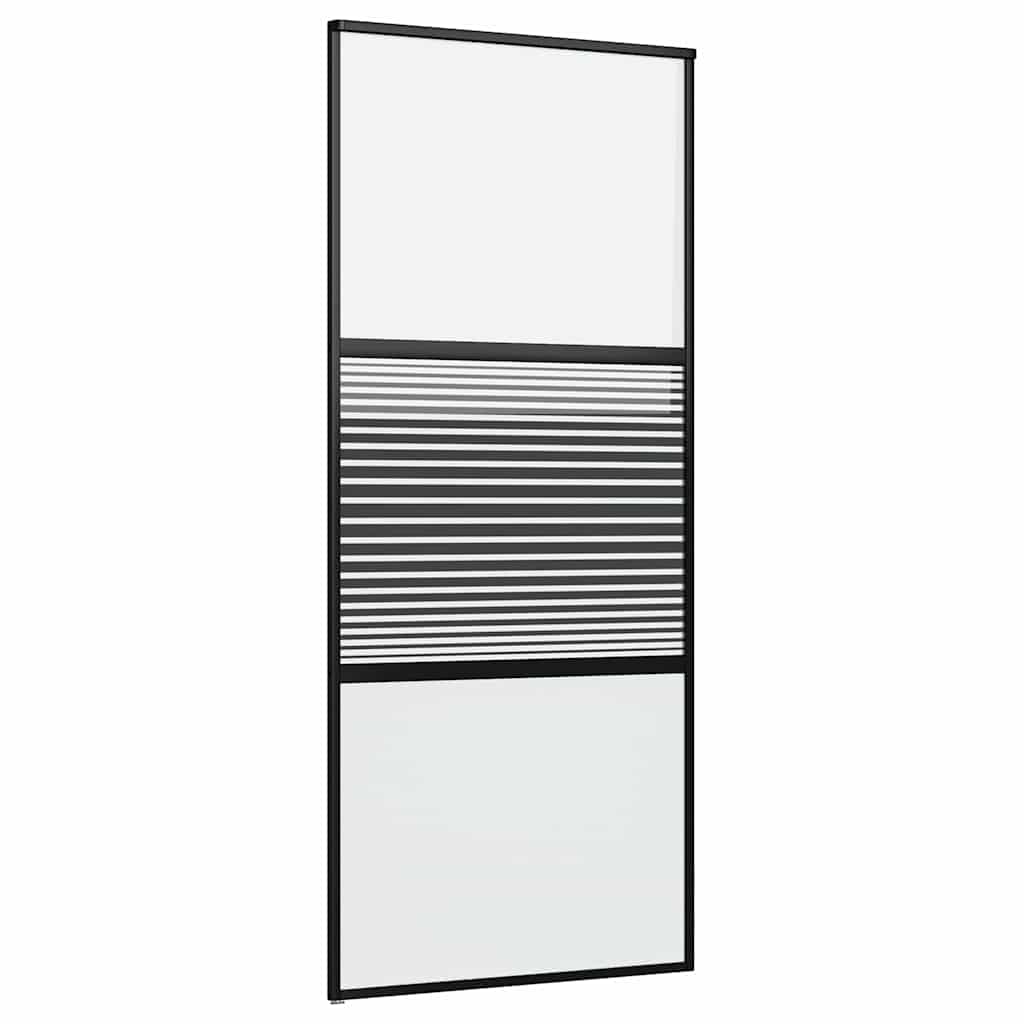 vidaXL Glass Door Striped Black 90 x 2 x 205 cm Aluminium