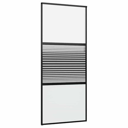 vidaXL Glass Door Striped Black 90 x 2 x 205 cm Aluminium