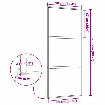 vidaXL Glass Door Striped Black 90 x 2 x 205 cm Aluminium