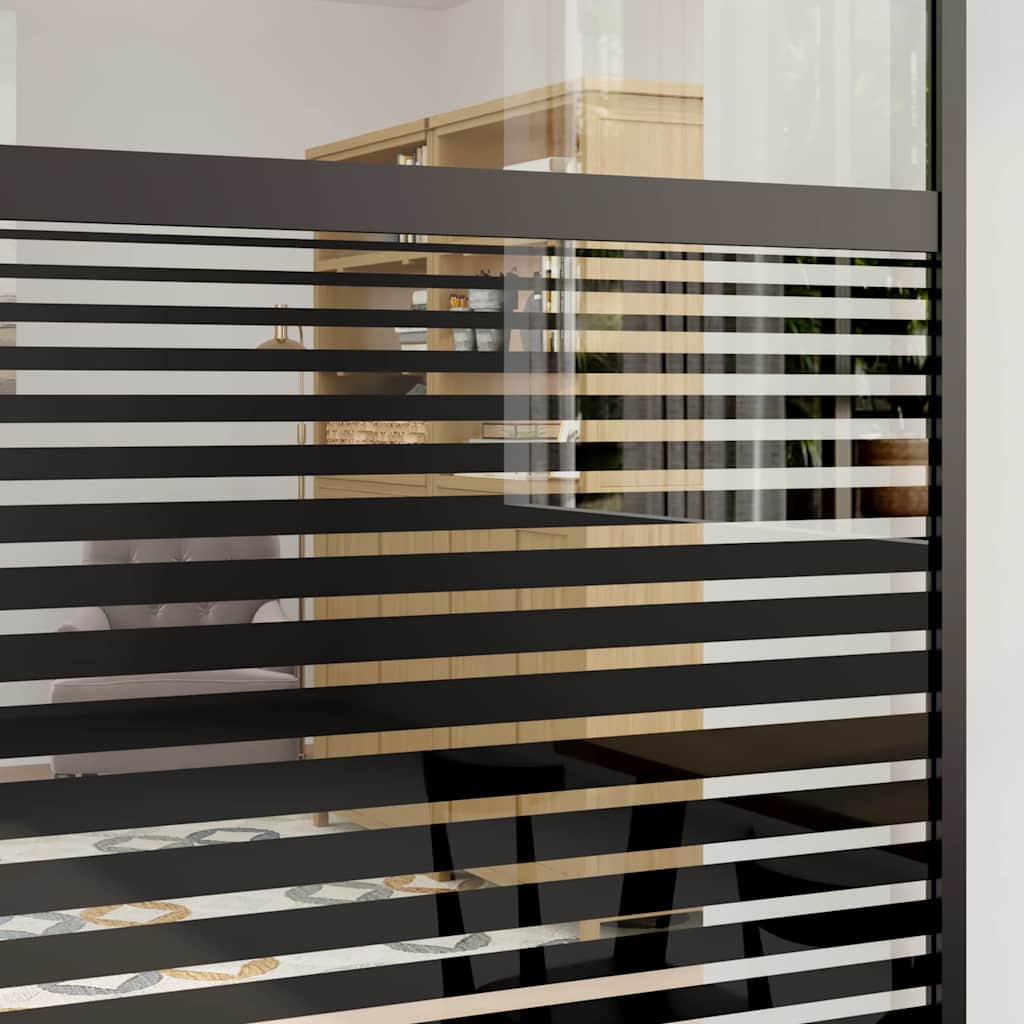 vidaXL Glass Door Striped Black 102.5 x 2 x 205 cm Aluminium
