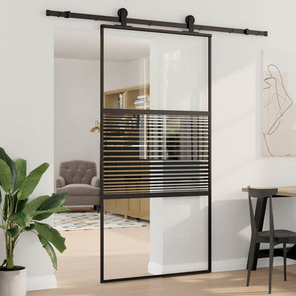 vidaXL Glass Door Striped Black 102.5 x 2 x 205 cm Aluminium