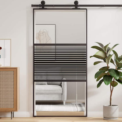vidaXL Glass Door Striped Black 102.5 x 2 x 205 cm Aluminium