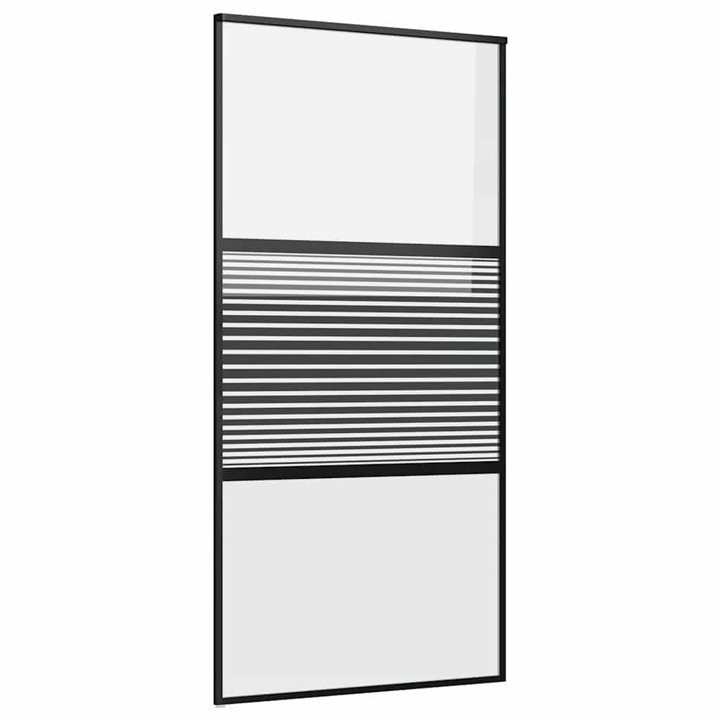 vidaXL Glass Door Striped Black 102.5 x 2 x 205 cm Aluminium