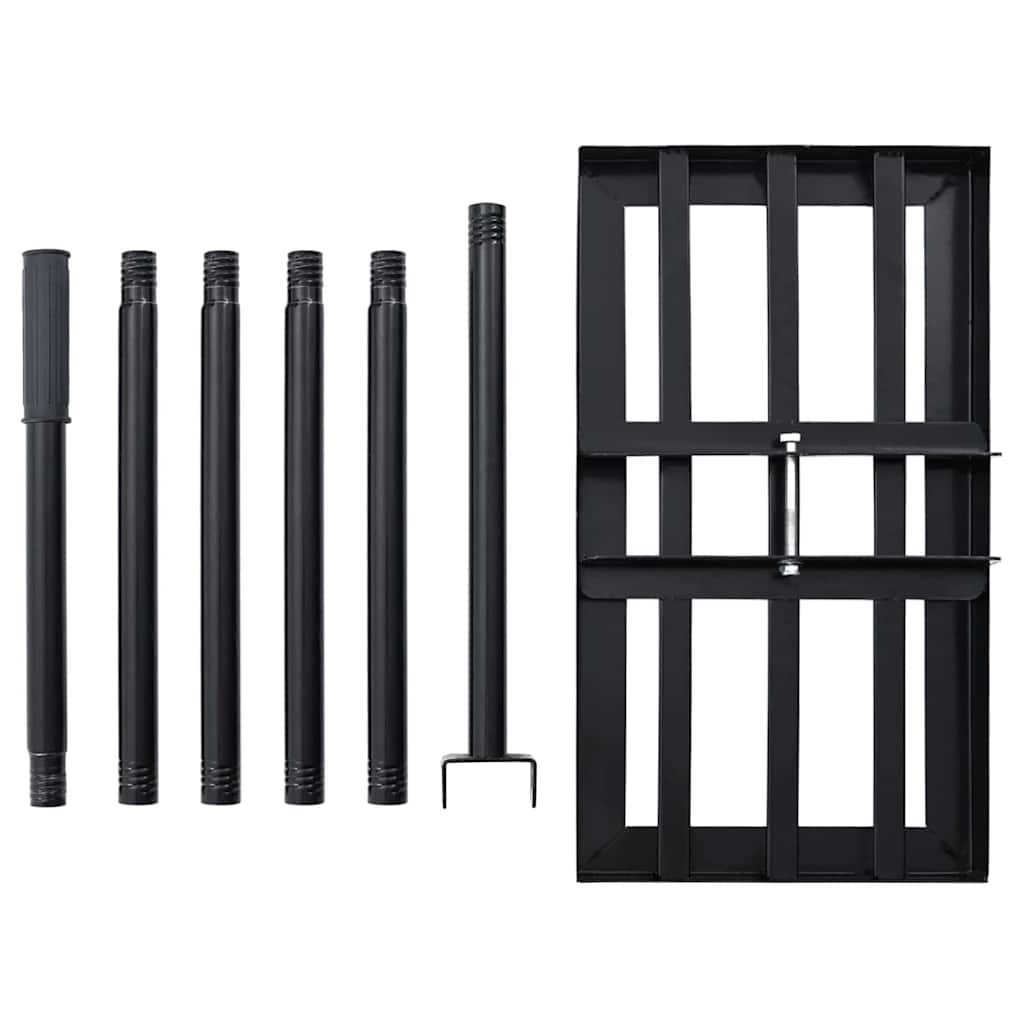 vidaXL Garden Rake Manual Black 45 x 25 x 200 cm Powder-Coated Steel