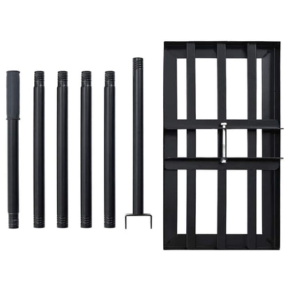 vidaXL Garden Rake Manual Black 45 x 25 x 200 cm Powder-Coated Steel