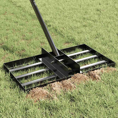 vidaXL Garden Rake Manual Black 45 x 25 x 200 cm Powder-Coated Steel