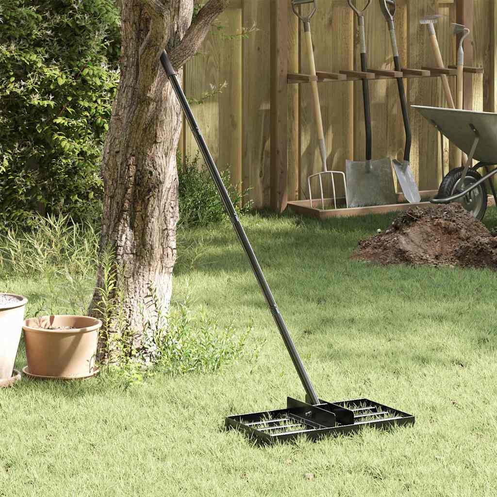 vidaXL Garden Rake Manual Black 45 x 25 x 200 cm Powder-Coated Steel
