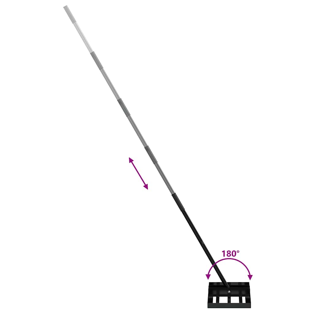 vidaXL Garden Rake Manual Black 45 x 25 x 200 cm Powder-Coated Steel