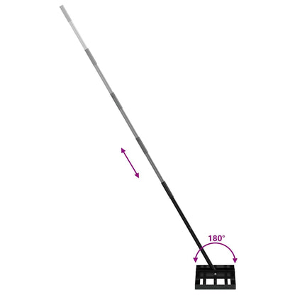 vidaXL Garden Rake Manual Black 45 x 25 x 200 cm Powder-Coated Steel