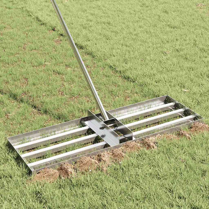vidaXL Garden Leveling Rake Silver 75 x 25 x 200 cm Stainless Steel