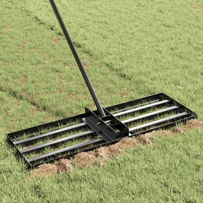 vidaXL Garden Leveling Rake Black 75 x 25 x 6 cm Powder-Coated Steel