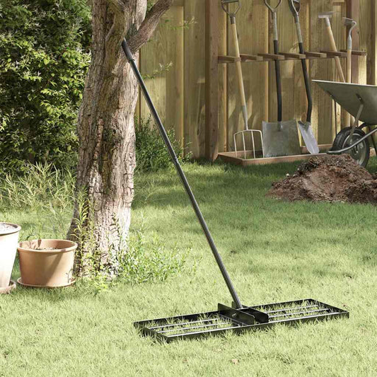 vidaXL Garden Leveling Rake Black 75 x 25 x 6 cm Powder-Coated Steel