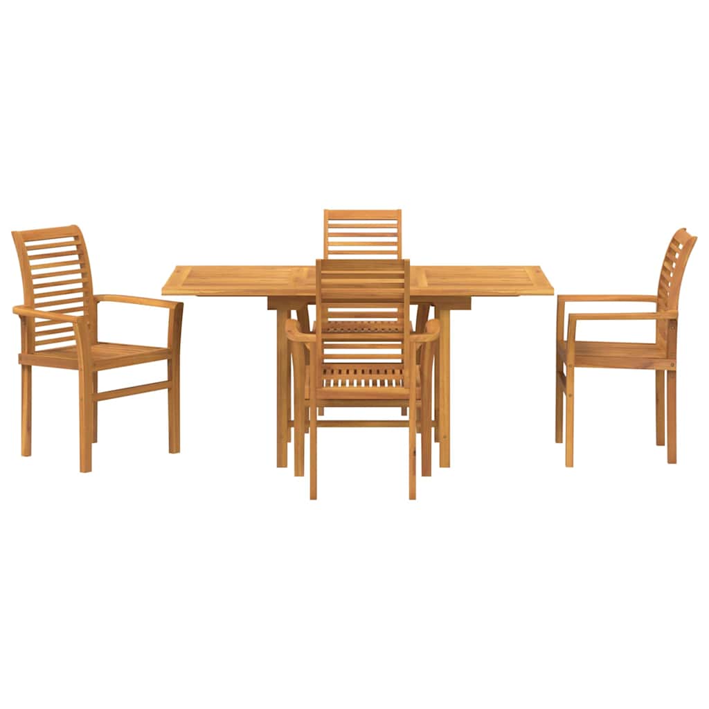 vidaXL Garden Dining Set 5 pcs Brown Solid Teak Wood