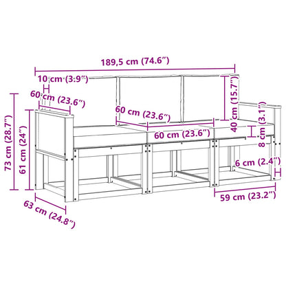 vidaXL Outdoor Sofa Set 3 pcs Natural Solid Acacia Wood