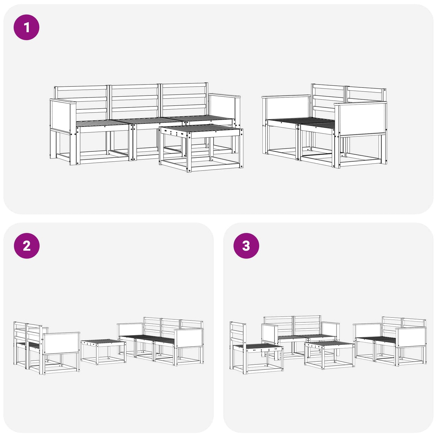 vidaXL Outdoor Sofa Set 6 pcs Natural Solid Acacia Wood