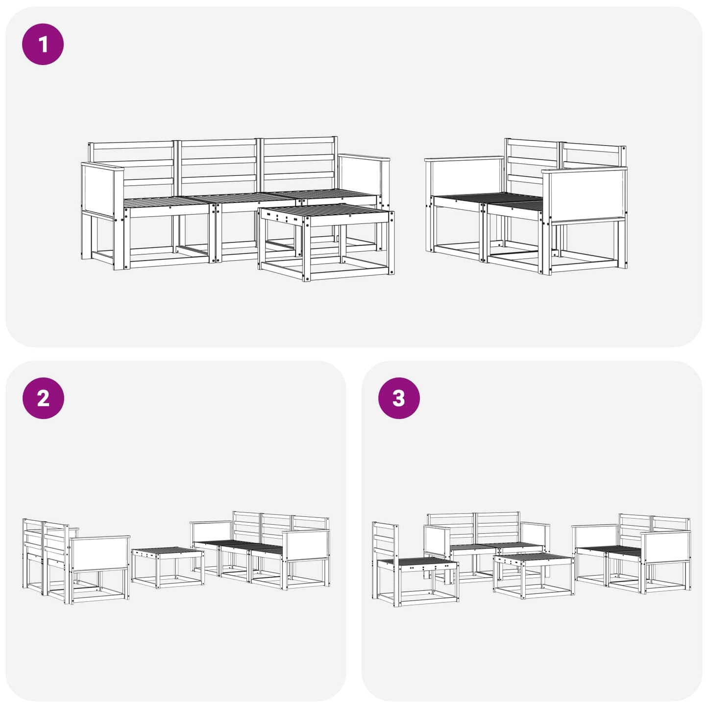 vidaXL Outdoor Sofa Set 6 pcs Natural Solid Acacia Wood