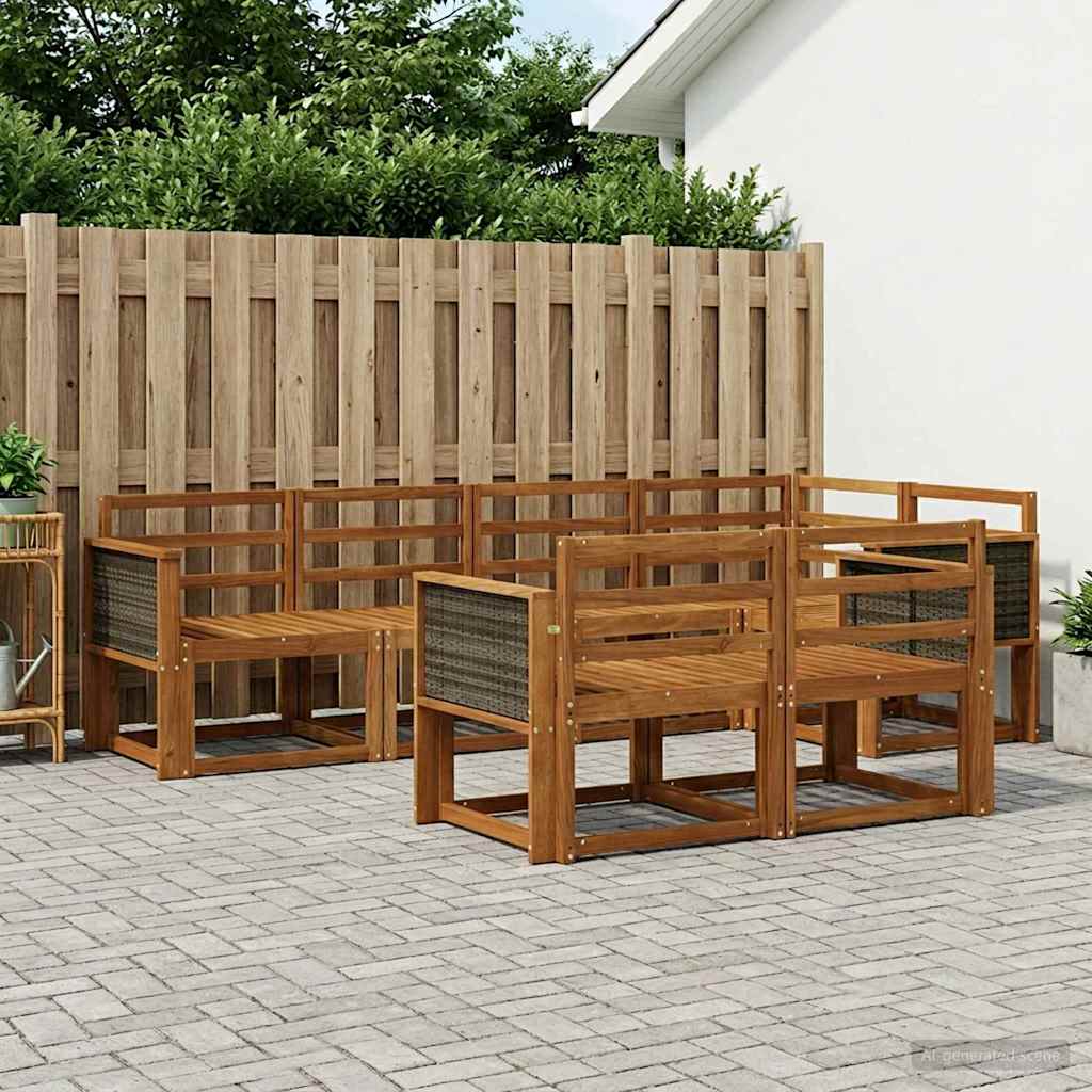 vidaXL Outdoor Sofa Set 7 pcs Natural Solid Acacia Wood
