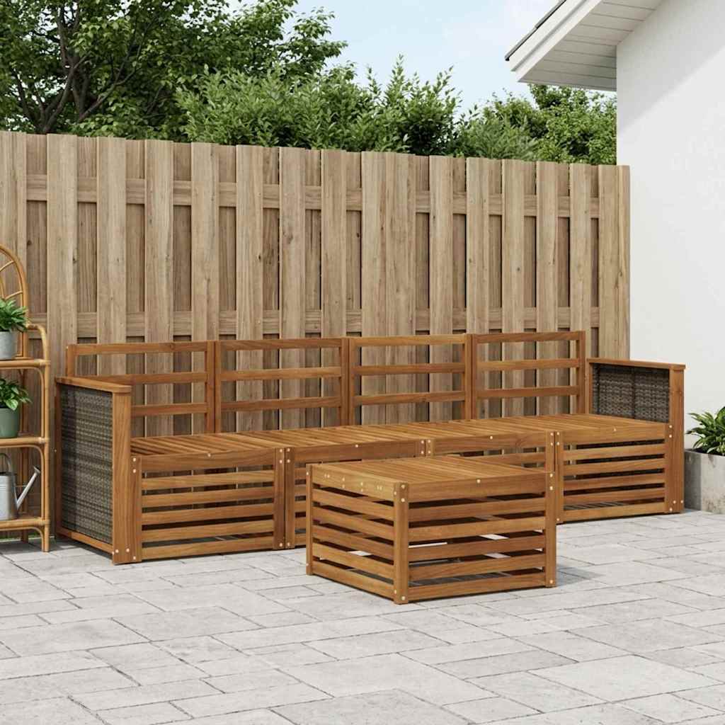 vidaXL Outdoor Sofa Set 5 pcs Natural Solid Acacia Wood