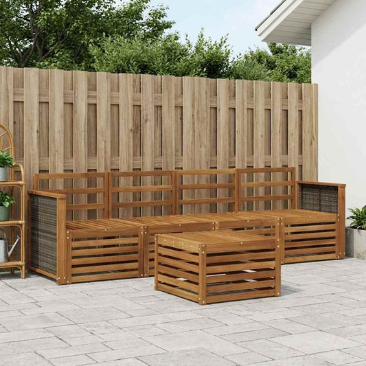 vidaXL Outdoor Sofa Set 5 pcs Natural Solid Acacia Wood