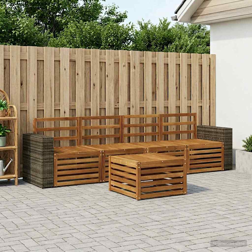 vidaXL Outdoor Sofa Set 5 pcs Natural Solid Acacia Wood