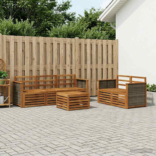 vidaXL Outdoor Sofa Set 6 pcs Natural Solid Acacia Wood