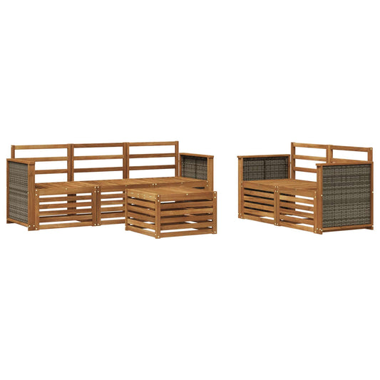 vidaXL Outdoor Sofa Set 6 pcs Natural Solid Acacia Wood
