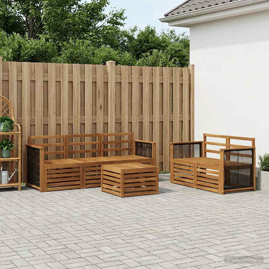 vidaXL Outdoor Sofa Set 6 pcs Natural Solid Acacia Wood