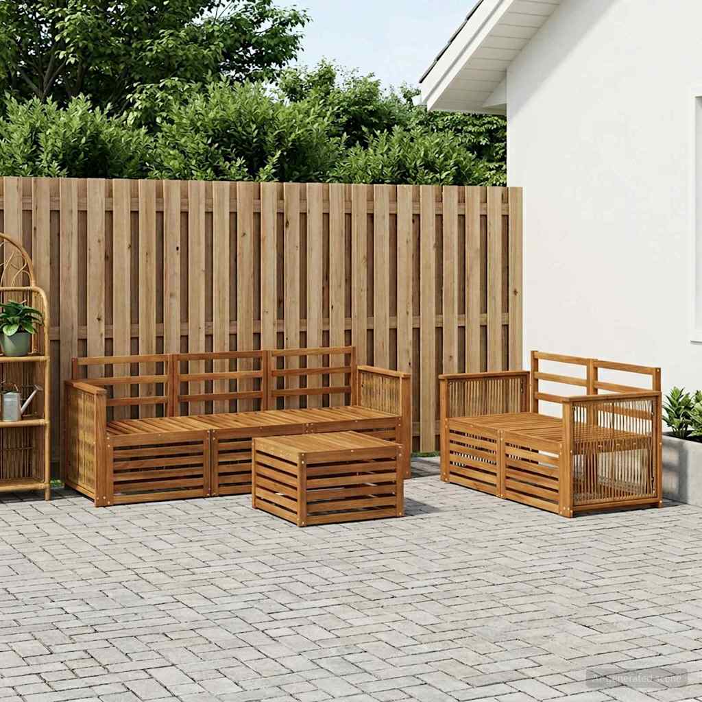 vidaXL Outdoor Sofa Set 6 pcs Natural Solid Acacia Wood