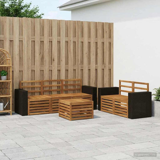 vidaXL Outdoor Sofa Set 6 pcs Natural Solid Acacia Wood