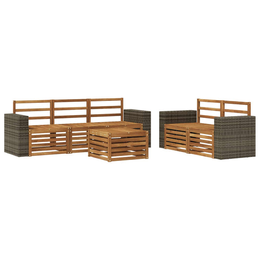 vidaXL Outdoor Sofa Set 6 pcs Natural Solid Acacia Wood