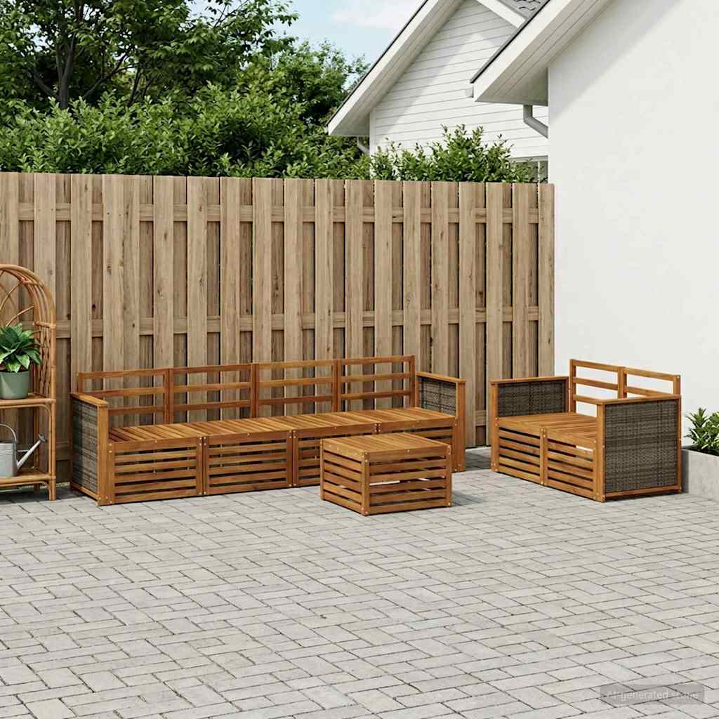 vidaXL Outdoor Sofa Set 7 pcs Natural Solid Acacia Wood