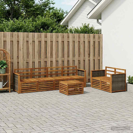 vidaXL Outdoor Sofa Set 7 pcs Natural Solid Acacia Wood