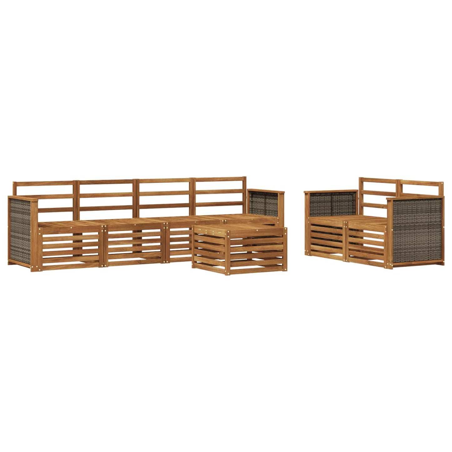 vidaXL Outdoor Sofa Set 7 pcs Natural Solid Acacia Wood