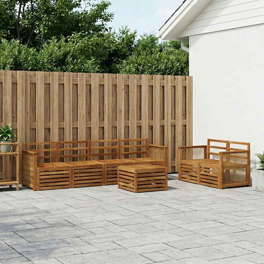 vidaXL Outdoor Sofa Set 7 pcs Natural Solid Acacia Wood