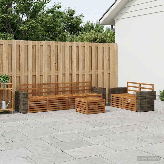 vidaXL Outdoor Sofa Set 7 pcs Natural Solid Acacia Wood
