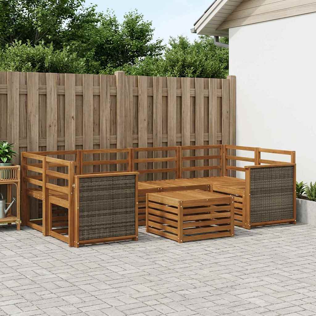 vidaXL Outdoor Sofa Set 7 pcs Natural Solid Acacia Wood