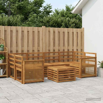 vidaXL Outdoor Sofa Set 7 pcs Natural Solid Acacia Wood