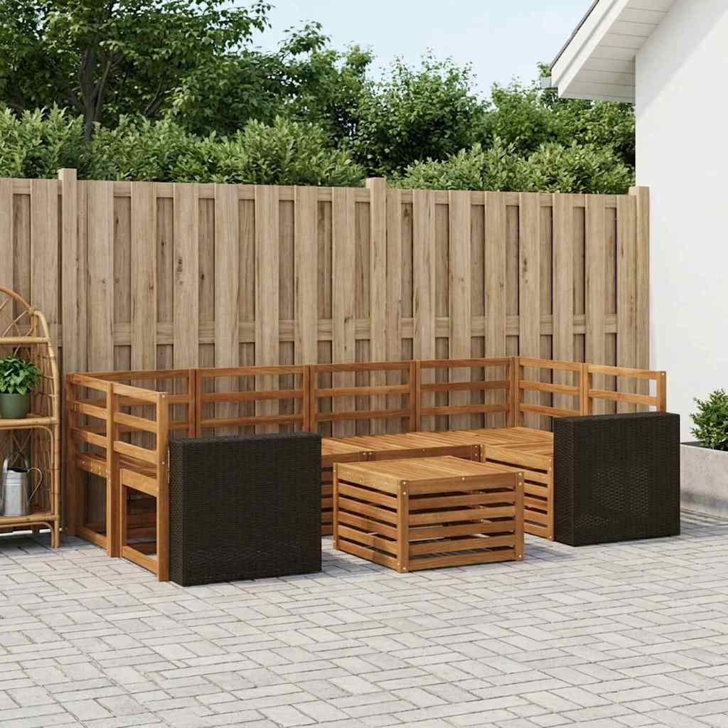 vidaXL Outdoor Sofa Set 7 pcs Natural Solid Acacia Wood