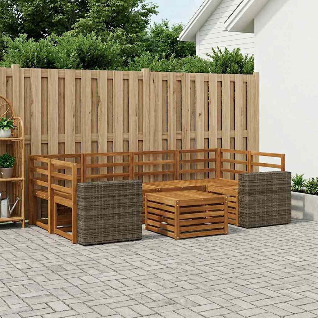 vidaXL Outdoor Sofa Set 7 pcs Natural Solid Acacia Wood