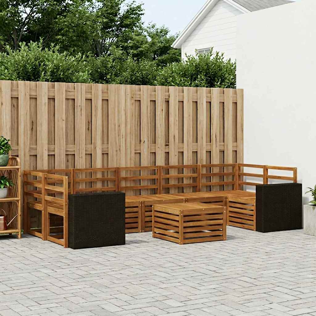 vidaXL Outdoor Sofa Set 8 pcs Natural Solid Acacia Wood