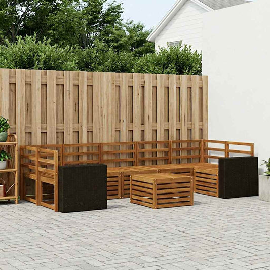 vidaXL Outdoor Sofa Set 8 pcs Natural Solid Acacia Wood