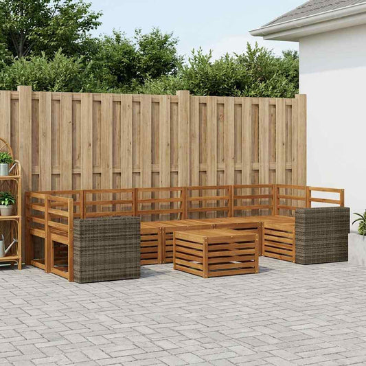 vidaXL Outdoor Sofa Set 8 pcs Natural Solid Acacia Wood