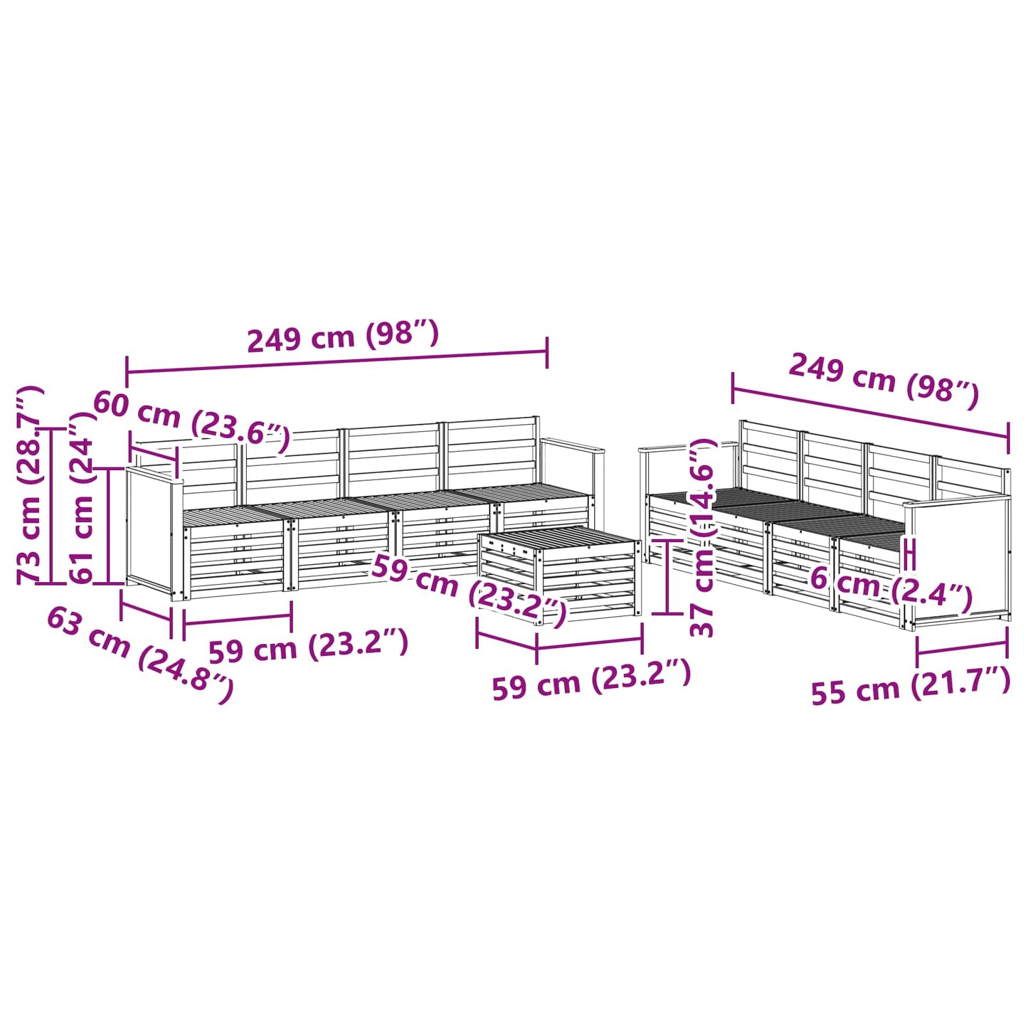 vidaXL Outdoor Sofa Set 9 pcs Natural
