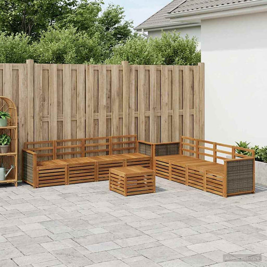 vidaXL Outdoor Sofa Set 9 pcs Natural