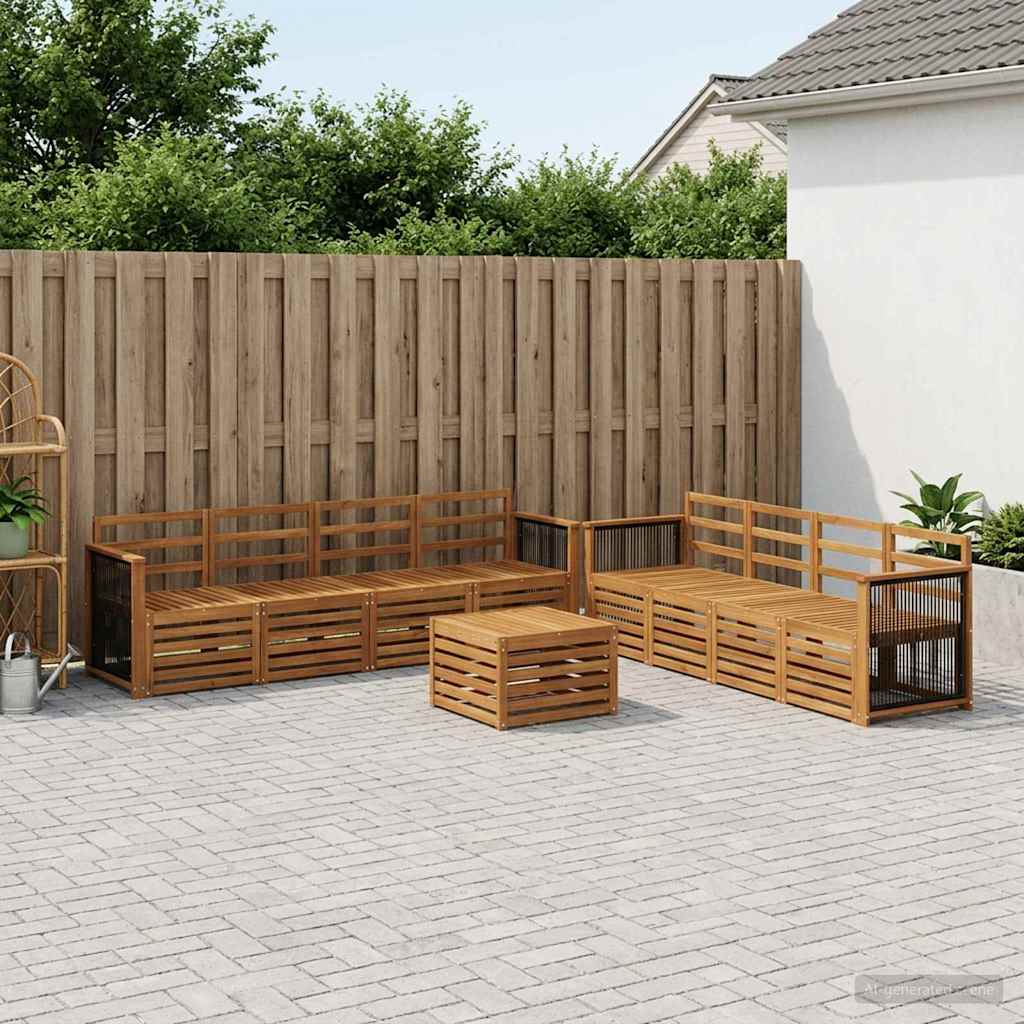 vidaXL Outdoor Sofa Set 9 pcs Natural