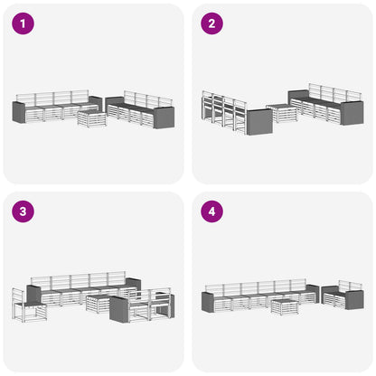 vidaXL Outdoor Sofa Set 9 pcs Natural