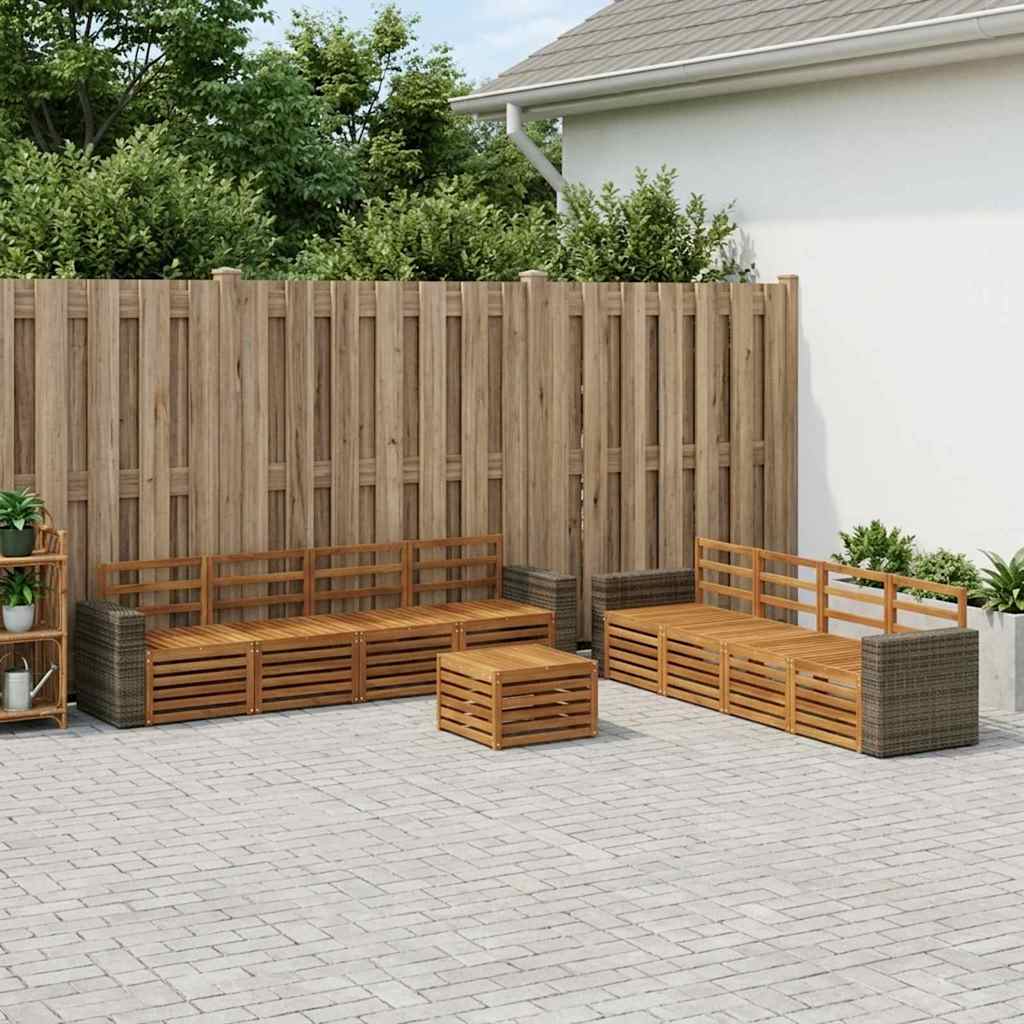 vidaXL Outdoor Sofa Set 9 pcs Natural