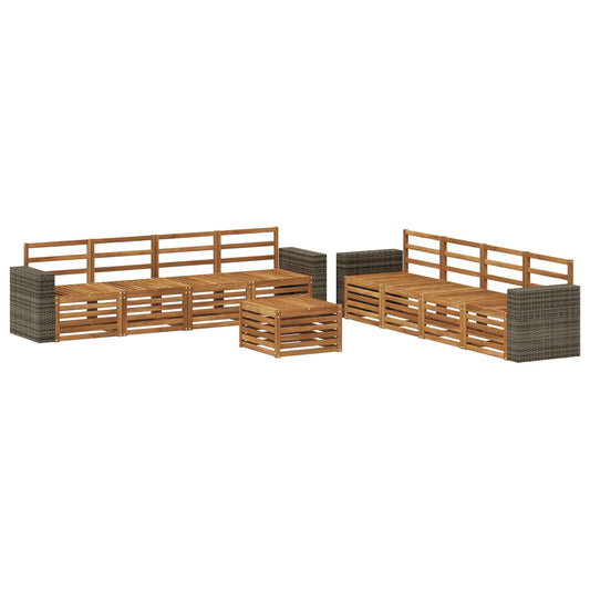 vidaXL Outdoor Sofa Set 9 pcs Natural