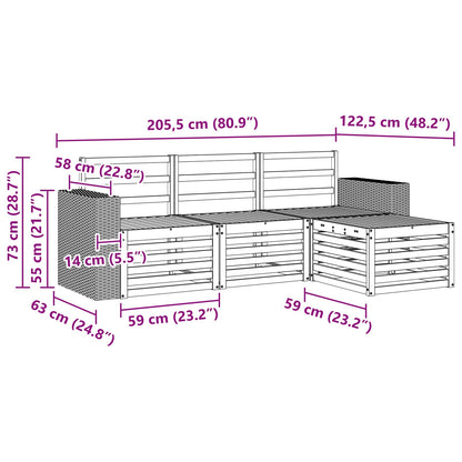 vidaXL Outdoor Sofa Set 4 pcs Natural