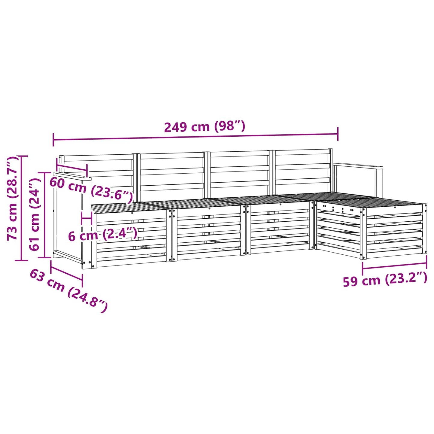 vidaXL Outdoor Sofa Set 5 pcs Natural